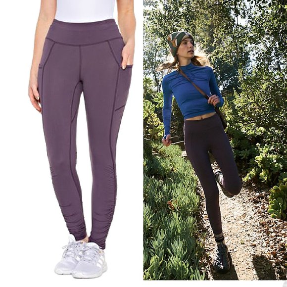 NEW LG $118 Free People Leggings Wonderland Warmth Run Leggings High Rise Grape - Picture 7 of 8